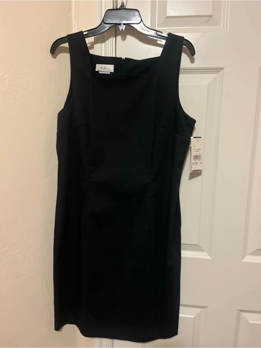 Vintage Y2K Black Midi Sheath Dress by AGB California Size 12 NWT